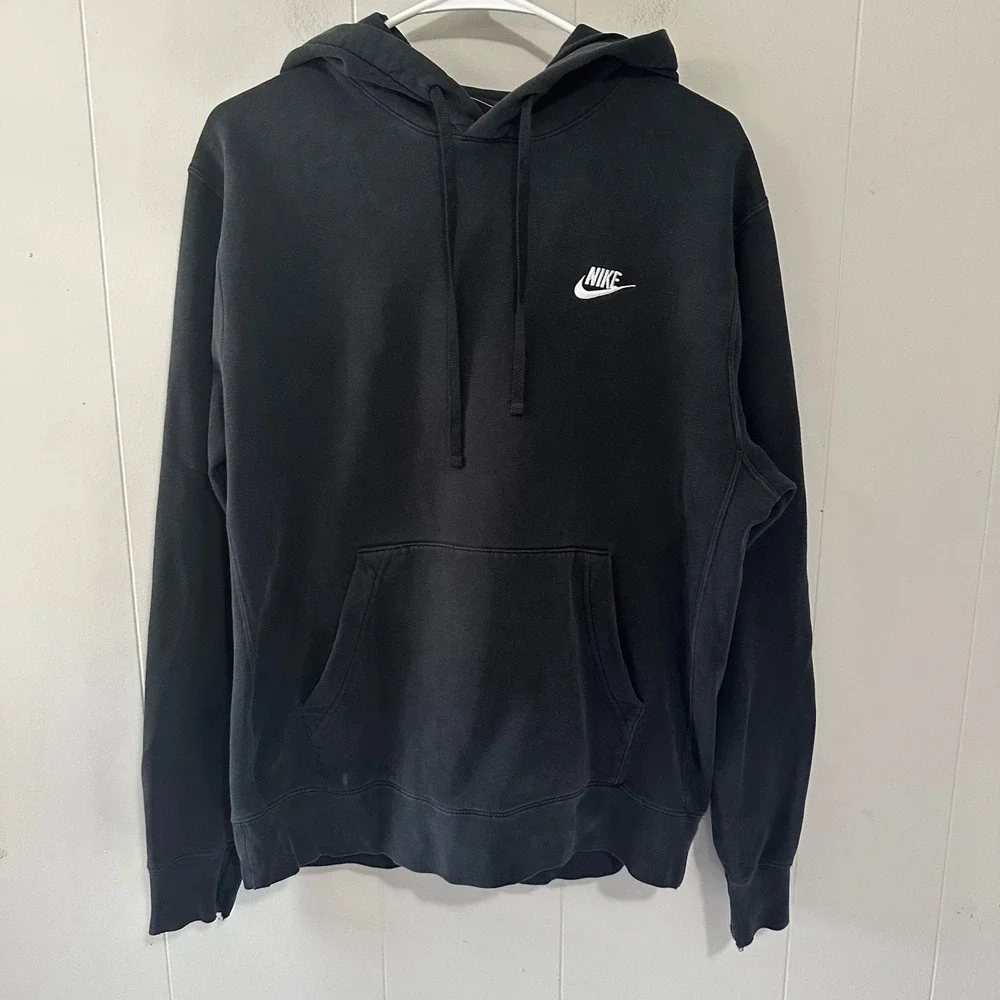 Nike Mens Sportswear fleece pullover hoodie Black Size M